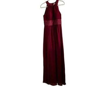 AW Bridal Sleeveless Dress Dark Red Burgundy SZ‎ 8 Bridesmaid Lined Long Formal